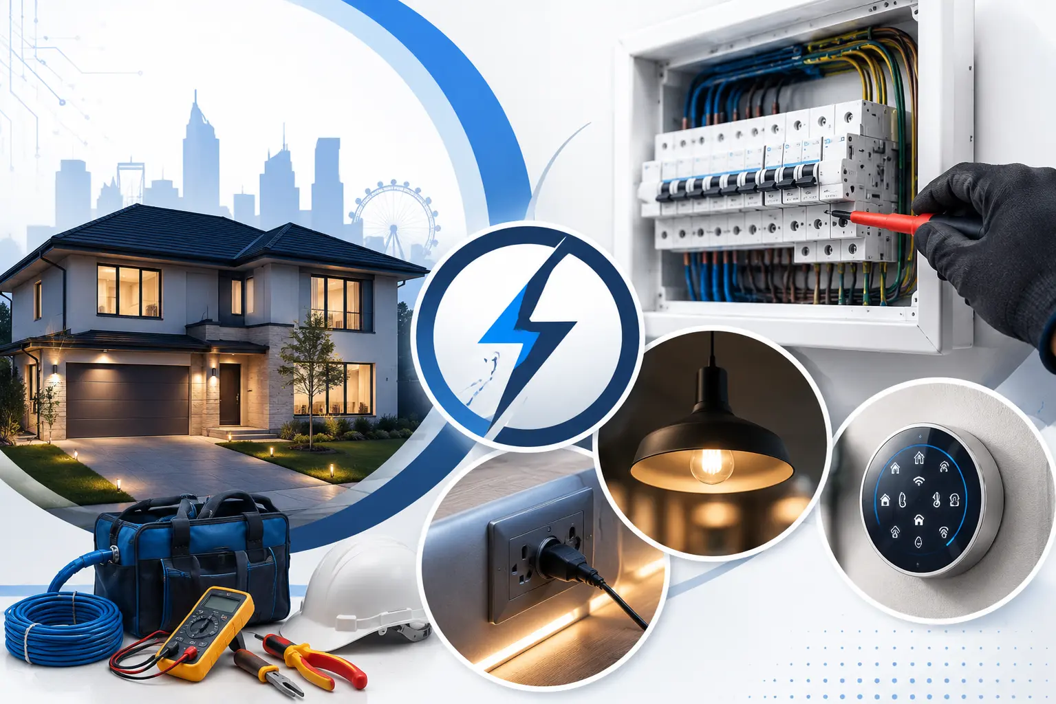 Electrician working on panel